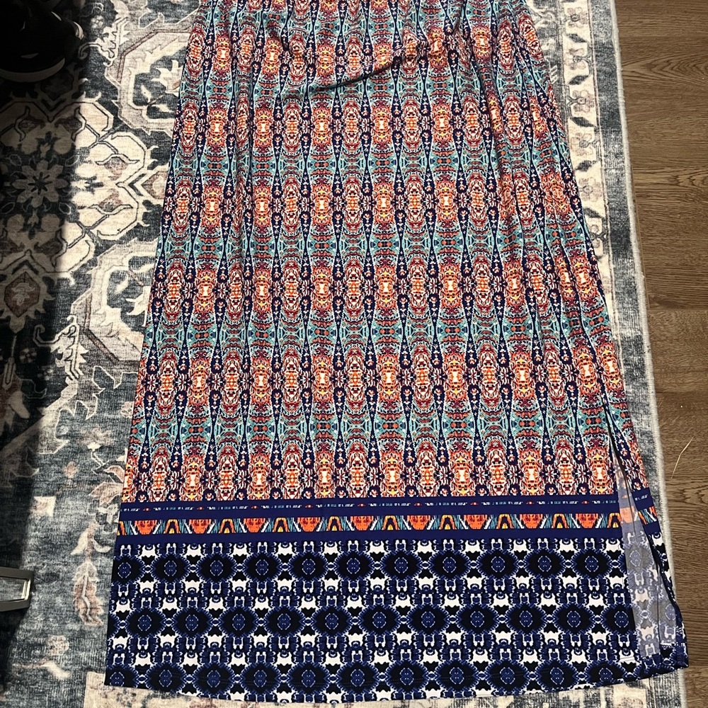Cato Vibrant Blue and Orange A-Line Skirt